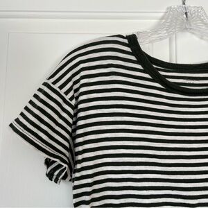 Bundle of Madewell whisper tees - black, heathered grey & evergreen/white stripe